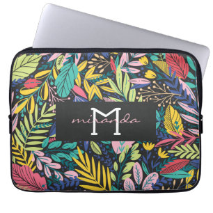 Night Jungle Colorful Exotic Botanical Mönster Laptop Fodral