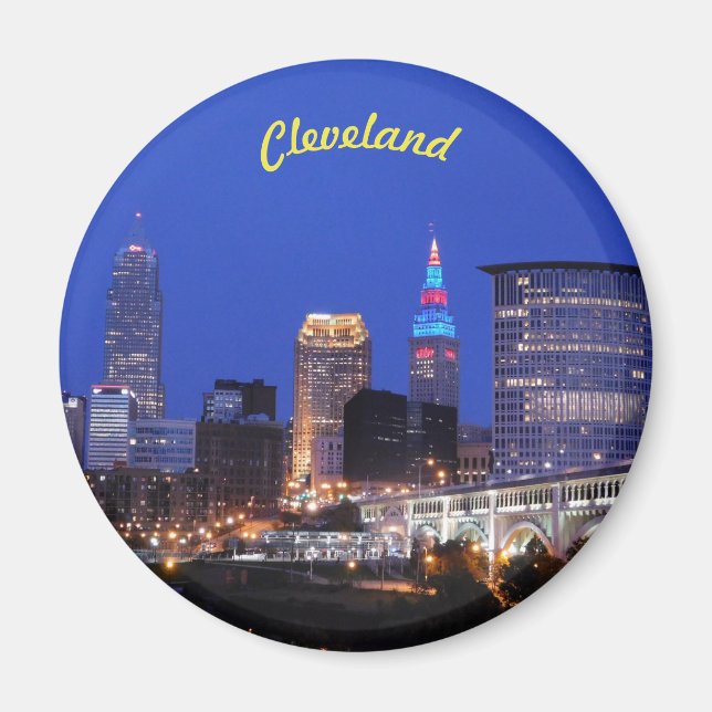 Night Ljus Cleveland (River View) Magnet (Framsidan)
