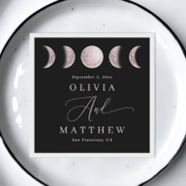 Night Måne | Elegant Black Bröllop Cocktail Pappersservett