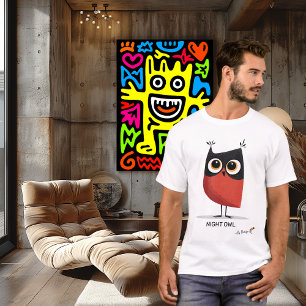 Night Owl Design Original Stil för Vuxna T Shirt