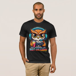 Night Owl Gamer Mascot Fun Gaming Illustration T Shirt