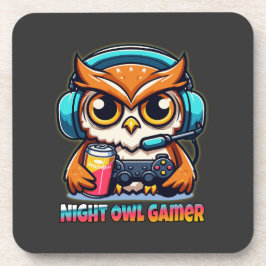 Night Owl Gamer Mascot Fun Gaming Illustration Underlägg