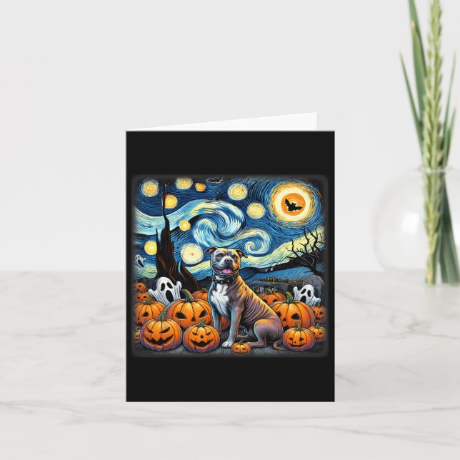 Night Pitbull Halloween Kort (Framsida)