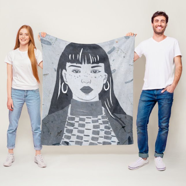 Night Porträtt Fleecefilt (På plats)