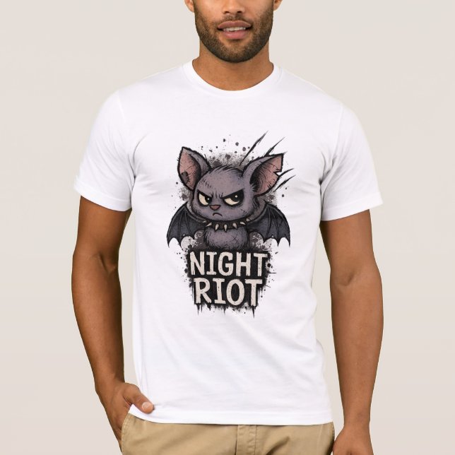 Night Riot – Grunge Emo Bat Illustration T Shirt (Framsida)