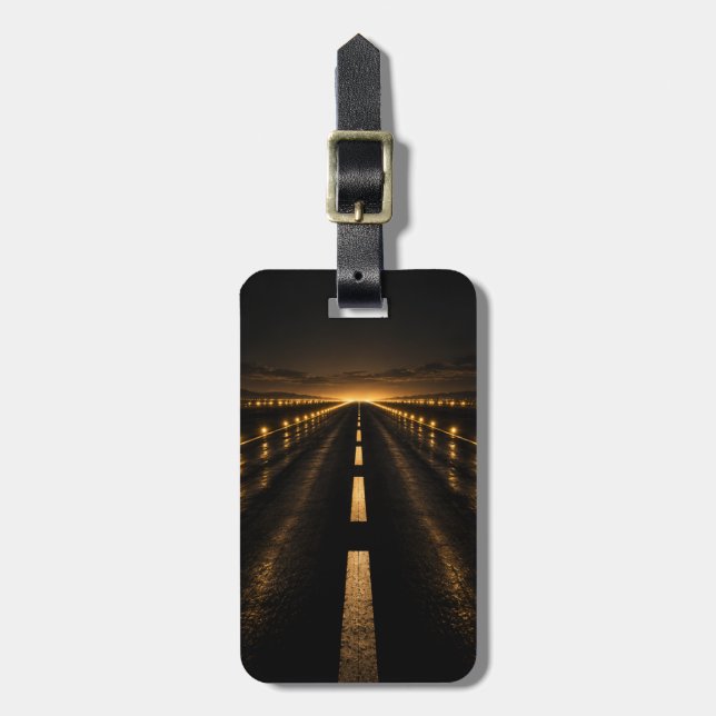 Night Runway Aviation Bagagebricka (Vertikal Framsida)