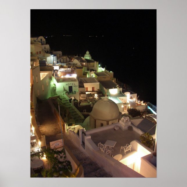 Night Scene Santorini Poster (Framsidan)
