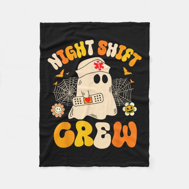 Night Shift Crew Ghost Halloween Nurse Funny Fleecefilt (Framsidan)