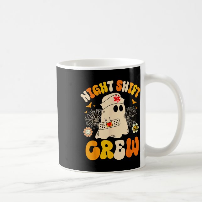 Night Shift Crew Ghost Halloween Nurse Funny Kaffemugg (Höger)