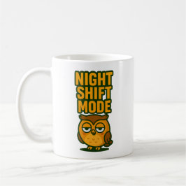 Night Shift Mode Sleepy Droopy Owl Cartoon Humor Kaffemugg