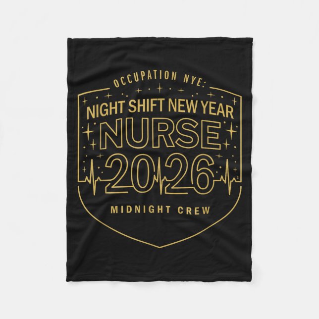 Night Shift New Year Nurse 2026 Midnight Crew Badg Fleecefilt (Framsidan)