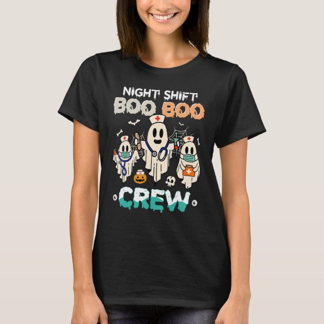 Night Shift Nurse Cute Health Worker Halloween Gho T Shirt (Framsida)
