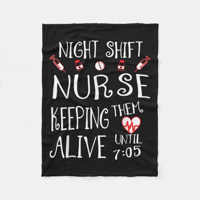 Night Shift Nurse Funny Nursing Hostal Funny Rn Qu Fleecefilt (Framsidan)