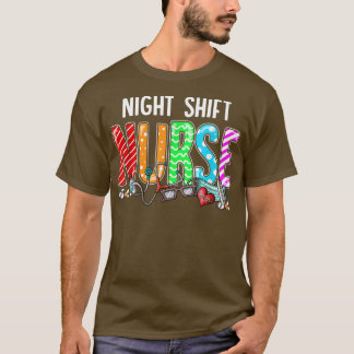 Night Shift Nurse Plaid Red Love Heart Stethoscope T Shirt