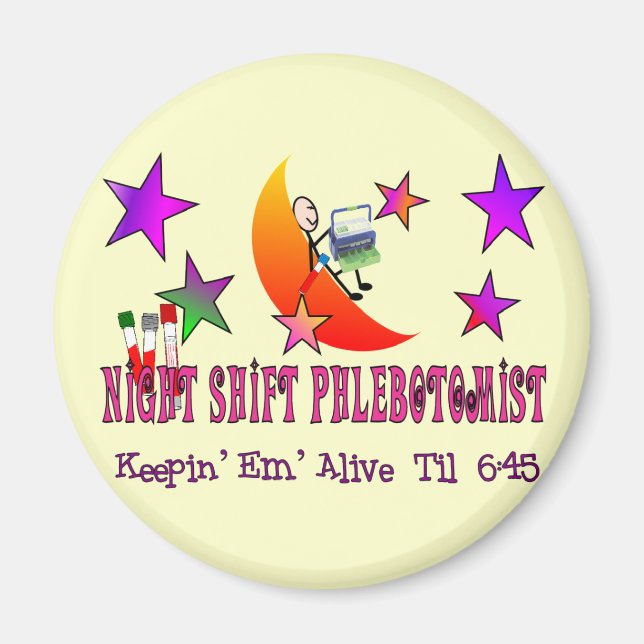 NIght Shift Phlebotomist T-Shirts and Gifts Magnet (Framsidan)