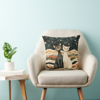 Night Sky Cats Throw Pillow Kudde