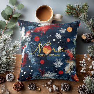 Night Sky Holiday Pine and Ornament Design Kudde