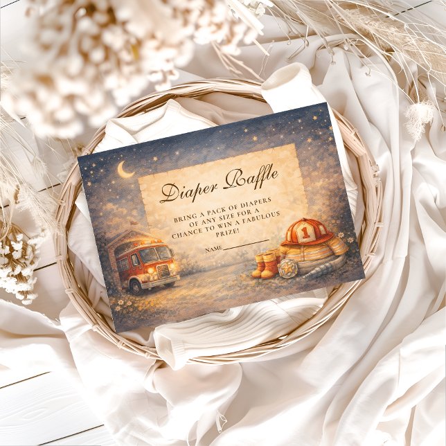 Night Sky Little Firefighter Diapper Raffle Tilläggskort (Skapare uppladdad)