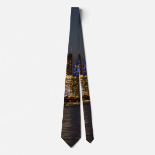 Night Skyline Chicago Pano Neck Tie Slips