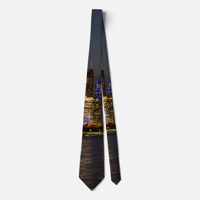 Night Skyline Chicago Pano Neck Tie Slips (Framsida)