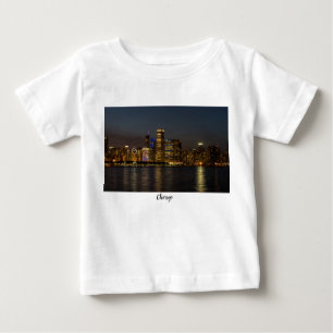 Night Skyline Chicago Pano T Shirt