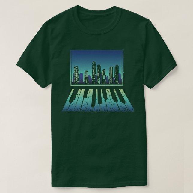 Night Skyline Piano346 T Shirt (Design framsida)