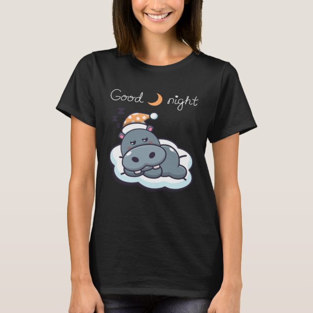 night sleeping dreaming baby hippo t shirt (Framsida)