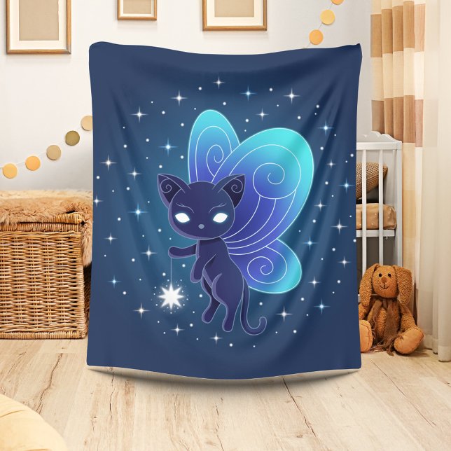 Night Star Fairy Pixie Cat Fleecefilt (Skapare uppladdad)