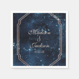 Night Star Himlar Celestial Galaxy Monogram Bröllo Pappersservett