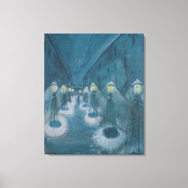 Night Street (Street By Night) (1922) Walter Grama Canvastryck (Framsida)