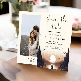 Night Sunset Stars Måne Cloud Twilight Bröllop Spara Datumet