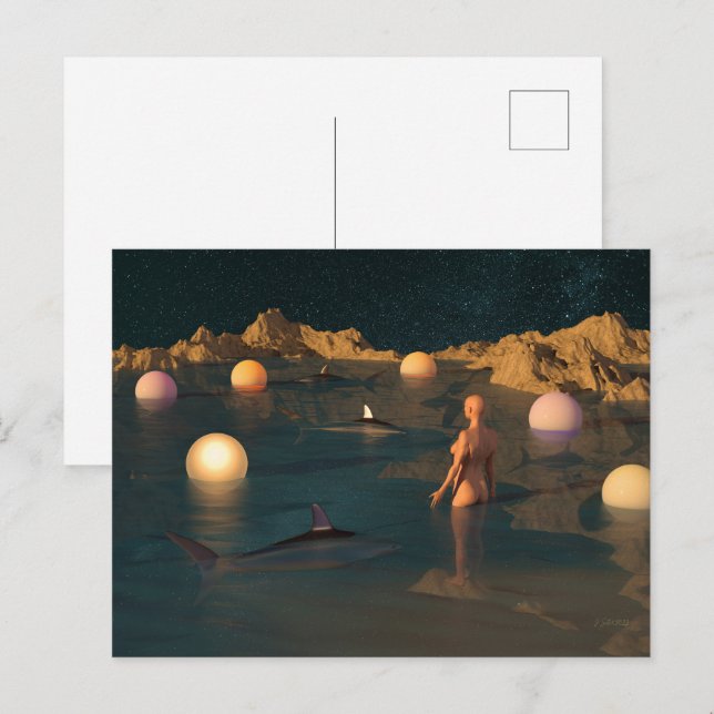 Night Swimming Vykort (Fram/baksida)