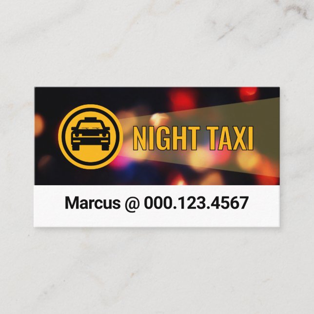 Night Taxi Service City Lights Visitkort (Framsida)