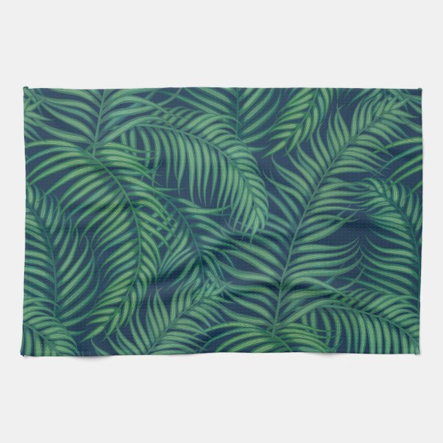 Night tropical handflatan löv kökshandduk (Horisontell)