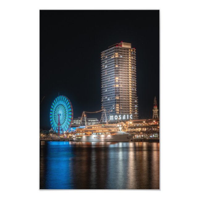 Night view taken in Kobe, Japan Fototryck (Framsidan)