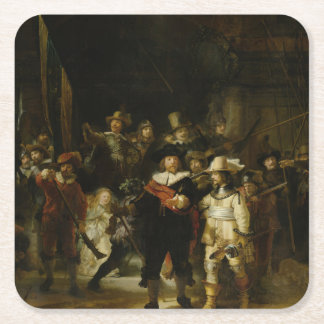 Night Watch, Rembrandt van Rijn Underlägg Papper Kvadrat