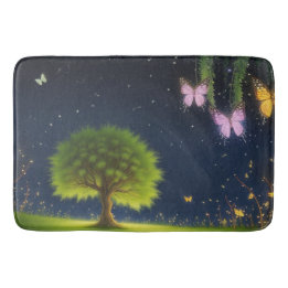 Night Willow Träd w/butterflies and fireflies Badrumsmatta