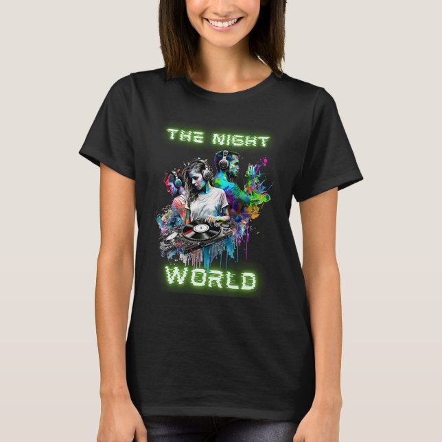 Night World Dj's thème party T Shirt (Framsida)