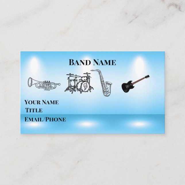 NightClub Band Standard, 3,5 tum x 2,0 tum Affärsk Visitkort (Framsida)