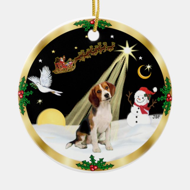 NightFlight- Beagle Julgransprydnad Keramik (Framsidan)