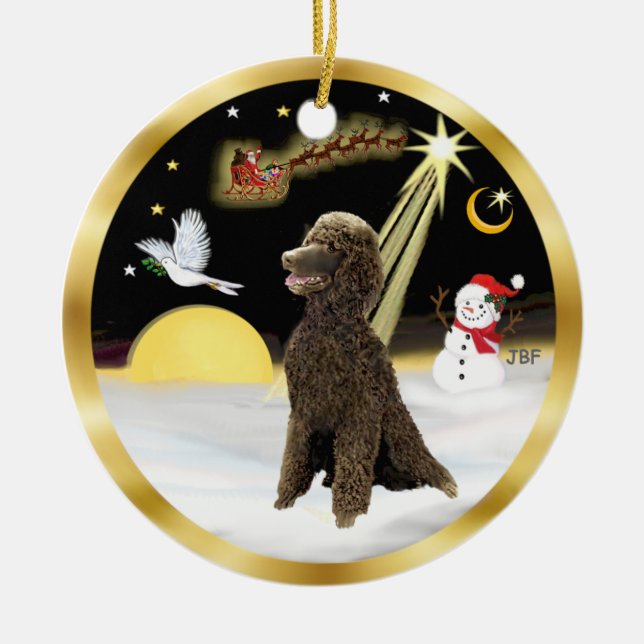 NightFlight-  Choklad Standard Poodle Julgransprydnad Keramik (Framsidan)