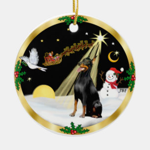 NightFlight- Doberman Pinscher Julgransprydnad Keramik