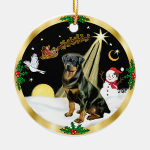 NightFlight- Rottweiler Julgransprydnad Keramik