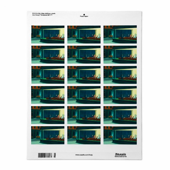 Nighthawks, 1942 av Edward Hopper Adressetikett (Helt Ark)