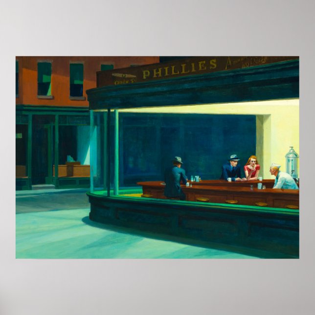 Nighthawks, 1942 av Edward Hopper Poster (Framsidan)