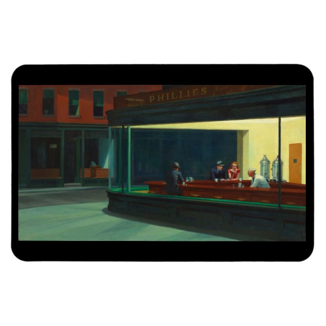 "Nighthawks" av Edward Hopper Magnet (Horisontell)