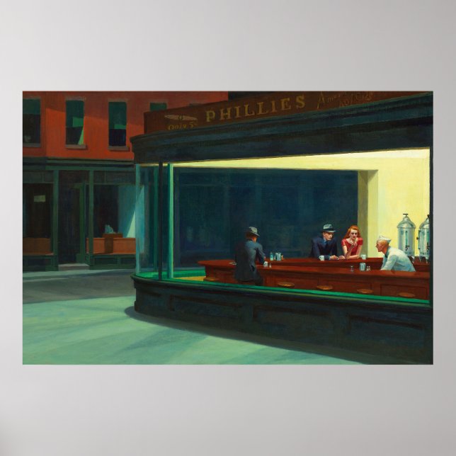 Nighthawks" av Edward Hopper Poster (Framsidan)
