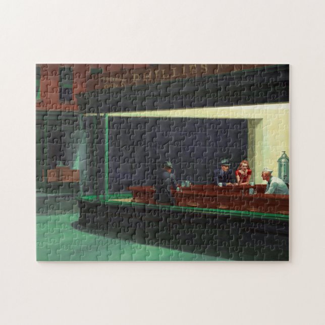 Nighthawks ~ Edward Hopper 1942 Postcard Pussel (Horisontell)