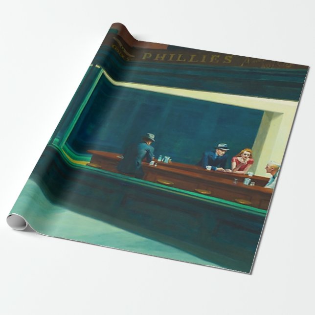 Nighthawks Edward Hopper Presentpapper (Utrullad)
