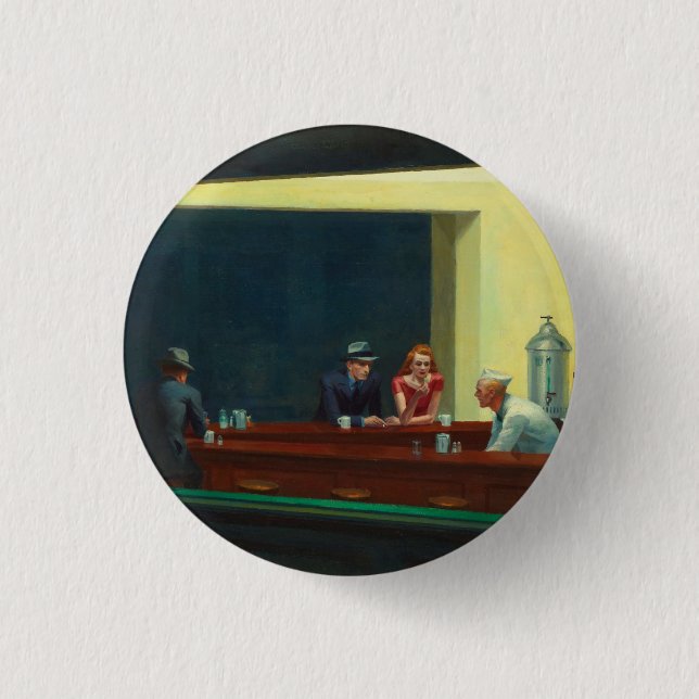 Nighthawks-målning av Edward Hopper  Knapp (Framsida)
